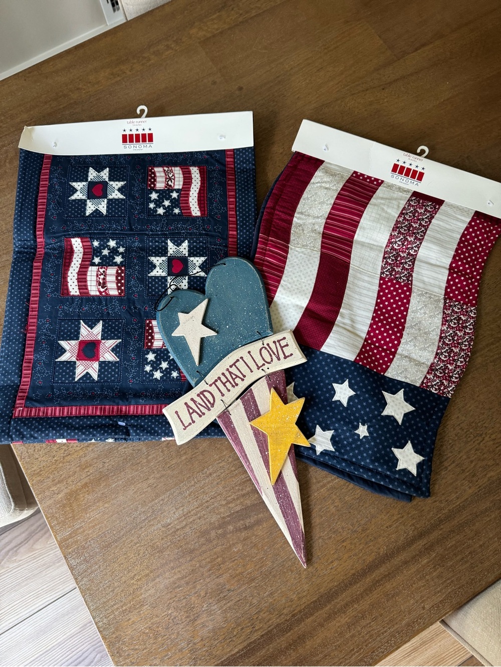 Kohl's Patriotic Red, White & Blue Holiday Table Runners and Flag Decor